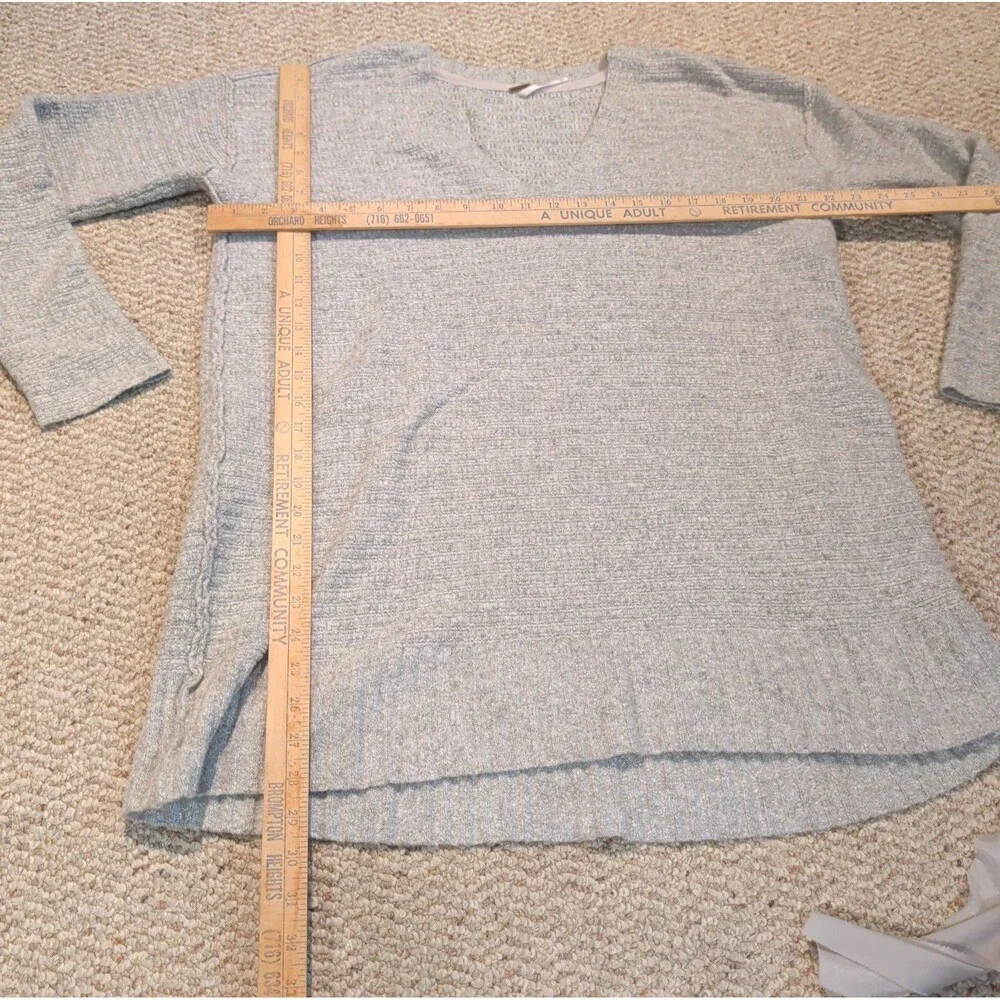 Free People Heart It Lace Up Sweater Womens Small Gray Oversized V Neck